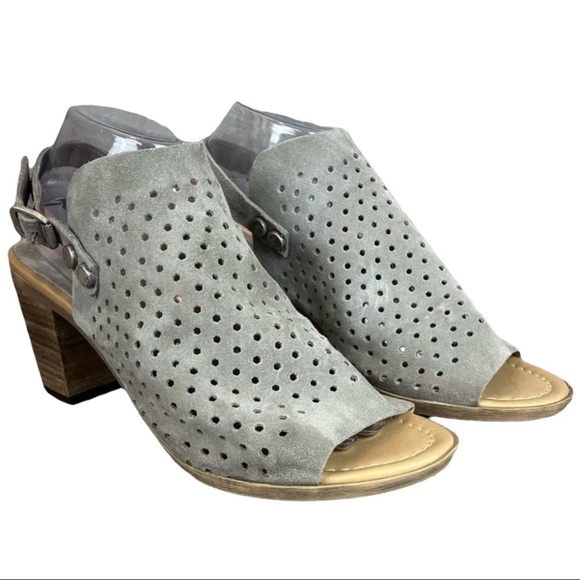 Sophia Milano Size 10 Perforated Suede Mules Gray - Picture 1 of 12